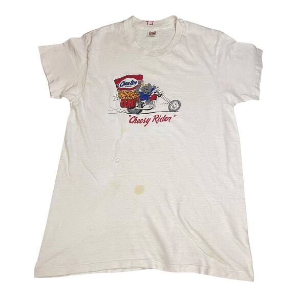 Vintage 80s Cheetos “Cheesy Rider” Mouse Biker Tee – Hanes USA Single Stitch – M - Picture 4 of 12
